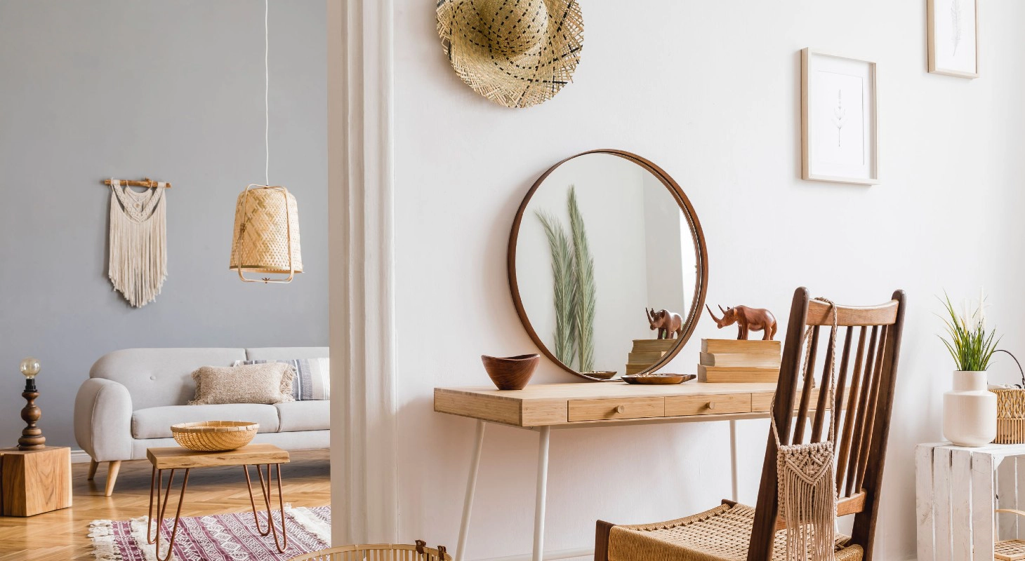 vintage woonkamer met Tabloide houten meubelen